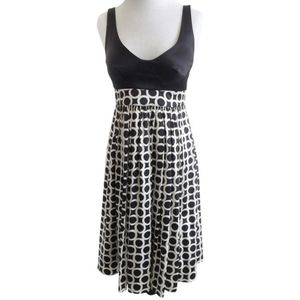 arden b • geometric circle retro satin swing cocktail black white party dress